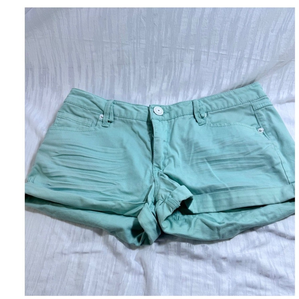 BCBGeneration Jackson Shorts 25 Light Mint Green Cotton Stretch Cuffed Mini 2"‎